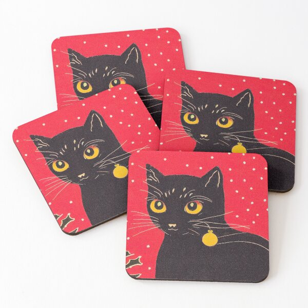 Item preview, Vintage Christmas cat card designed and sold by ladarkepoque.