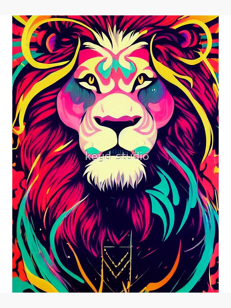 "lion color art" Poster for Sale by keydstudio Redbubble