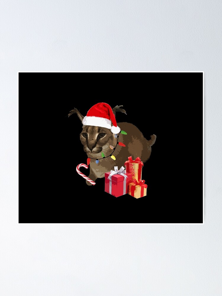 Big Floppa Christmas Meme - Festive Xmas Caracal Big Cat Vintage Retro Text  Funny Meme Design