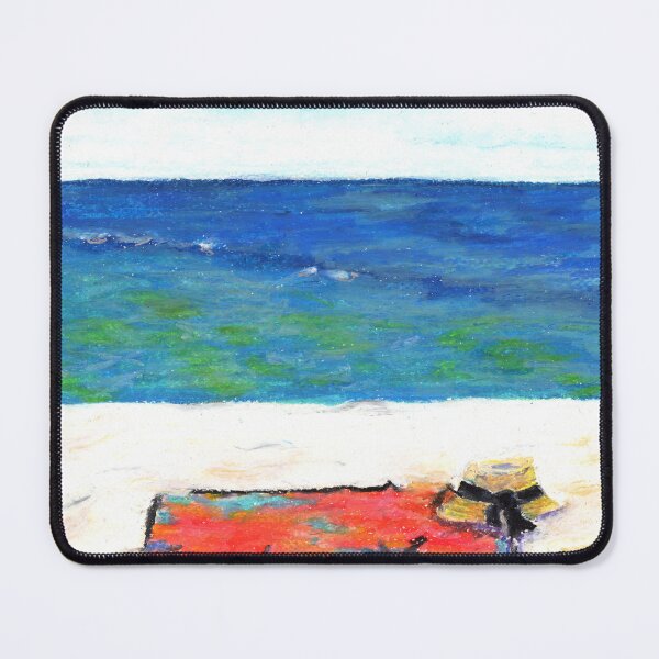 Item preview, Ocean view with Beach Towel and Hat in Oil Pastel designed and sold by JulzArtDesigns.