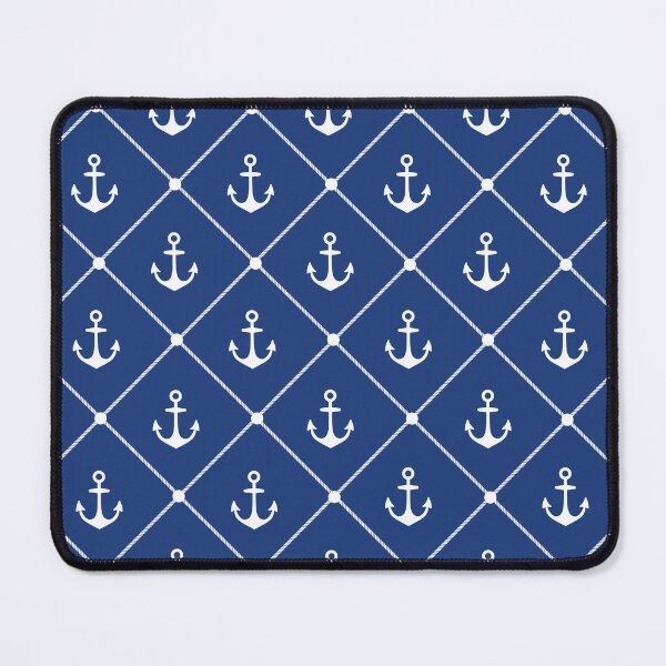 Item preview, Navy Blue and White Nautical Rope and Anchor Pattern designed and sold by HotHibiscus.