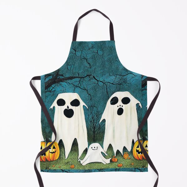 Item preview, Scared ghost and pumpkin illustration designed and sold by joanaoberg.