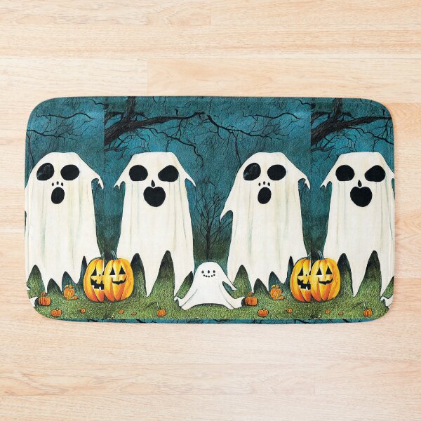 Item preview, Scared ghost and pumpkin illustration designed and sold by joanaoberg.