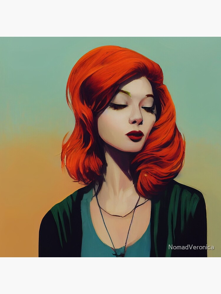 Thumbnail 4 of 4, Pillow, Red Hair Mystery Woman designed and sold by NomadVeronica.
