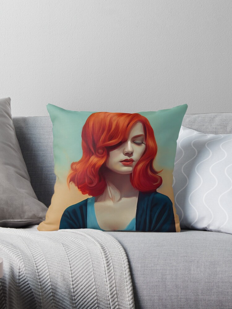 Thumbnail 1 of 4, Pillow, Red Hair Young Woman designed and sold by NomadVeronica.