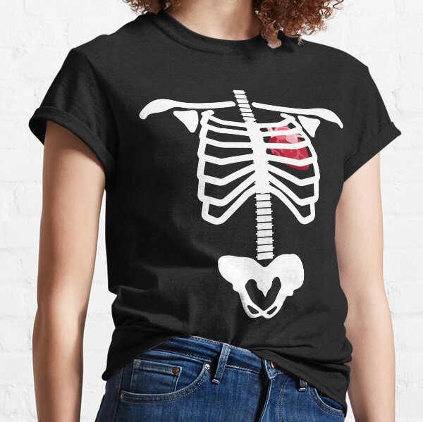 Mens White Skeleton Rib Cage Funny Halloween Costume T shirt (Black) - 5XL  Graphic Tees 