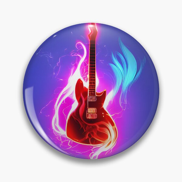 Item preview, Flaming guitar | Neon guitar | Punk designed and sold by sci-fAI.
