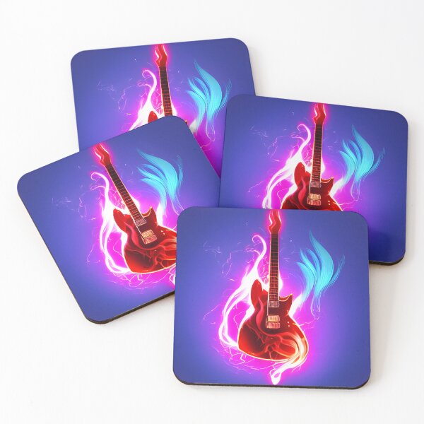 Item preview, Flaming guitar | Neon guitar | Punk designed and sold by sci-fAI.