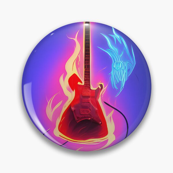 Item preview, Punk guitar | Flaming guitar | Neon guitar designed and sold by sci-fAI.