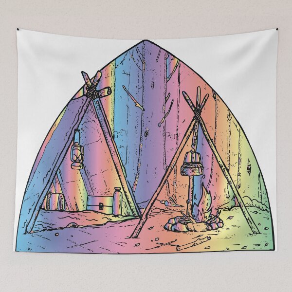 Item preview, old style vintage camp fire and tent camping designed and sold by XXgooddeedXX.