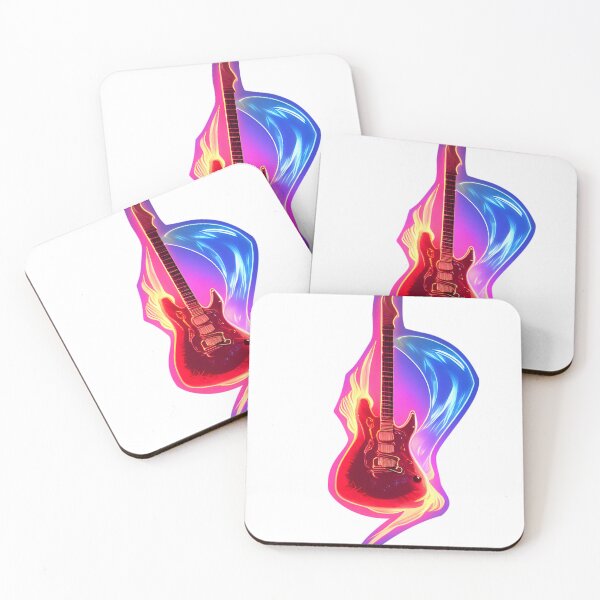 Item preview, Flaming guitar | Neon guitar | Punk designed and sold by sci-fAI.