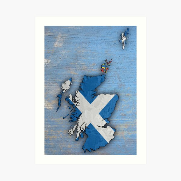 Flag Map of Scotland Art Print