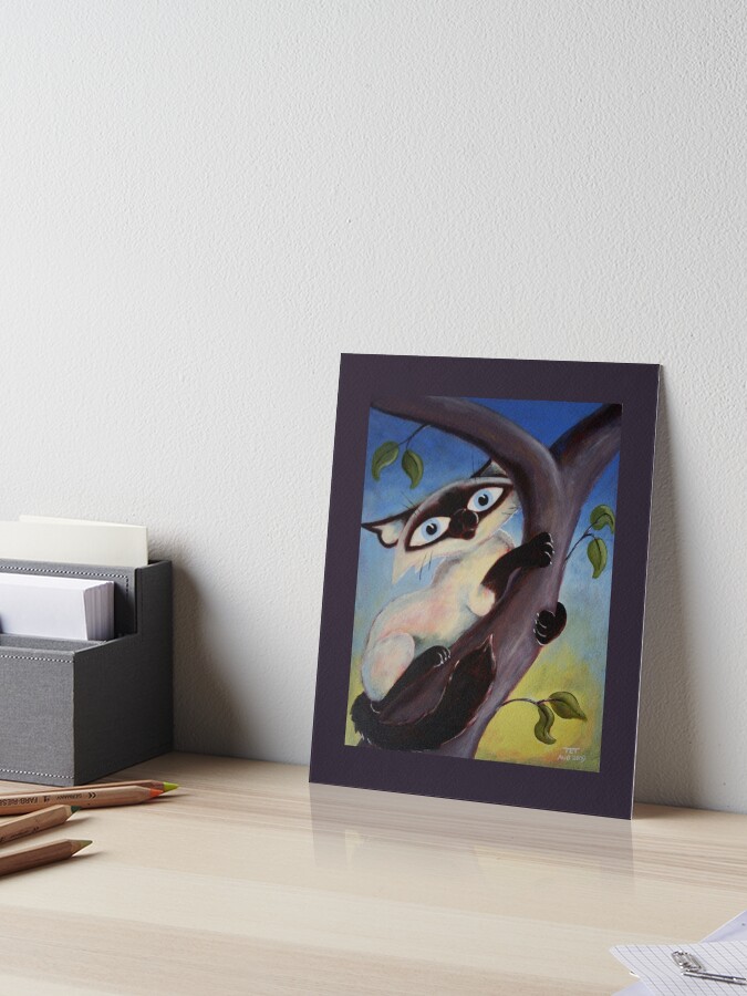 Thumbnail 1 of 2, Art Board Print, Tree Climbing Cat designed and sold by etourist.