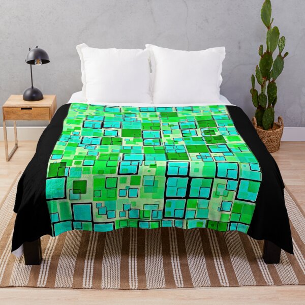 Item preview, abstract green square pattern designed and sold by MIKAFXSTORE.