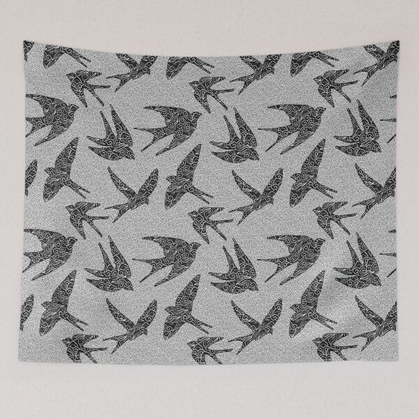 Item preview, Japanese Swallows in Flight, Charcoal and Light Gray  designed and sold by Marymarice.