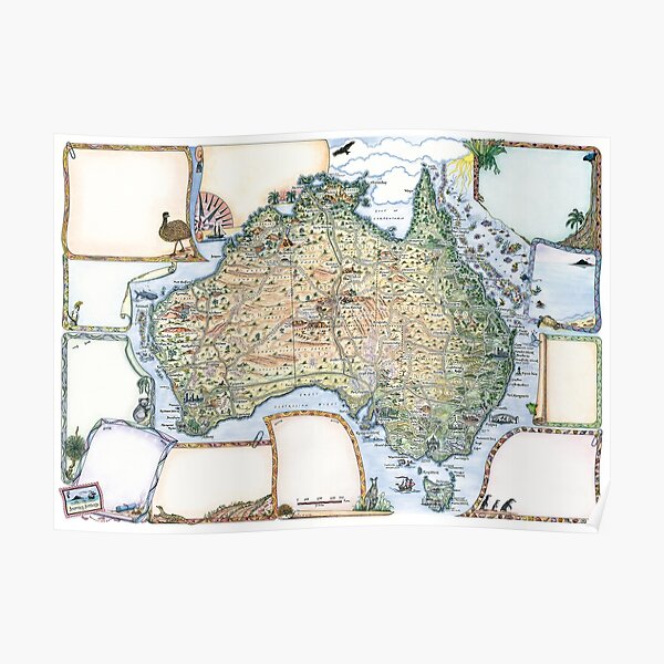 Australia Pictorial Map by Journey Jottings Poster