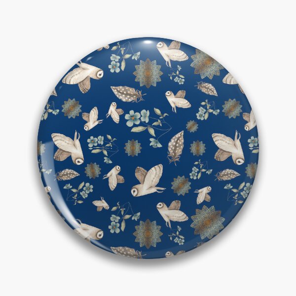 Item preview, Barn Owl Pattern in navy blue designed and sold by snowyowls.