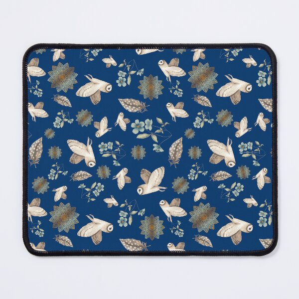 Item preview, Barn Owl Pattern in navy blue designed and sold by snowyowls.