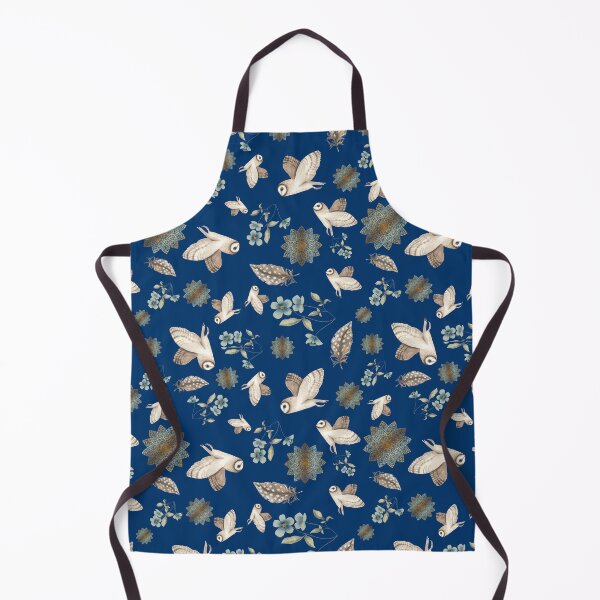 Item preview, Barn Owl Pattern in navy blue designed and sold by snowyowls.