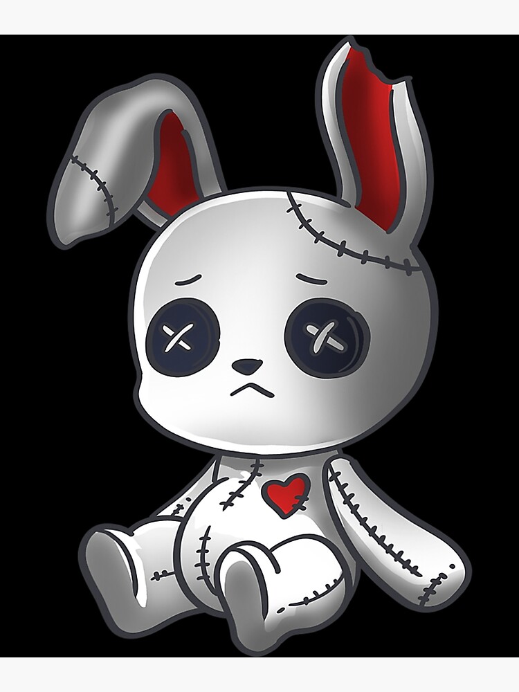 Goth Bunny Shirt Cute Creepy Emo Clothes Kawaii Bunny Poster for