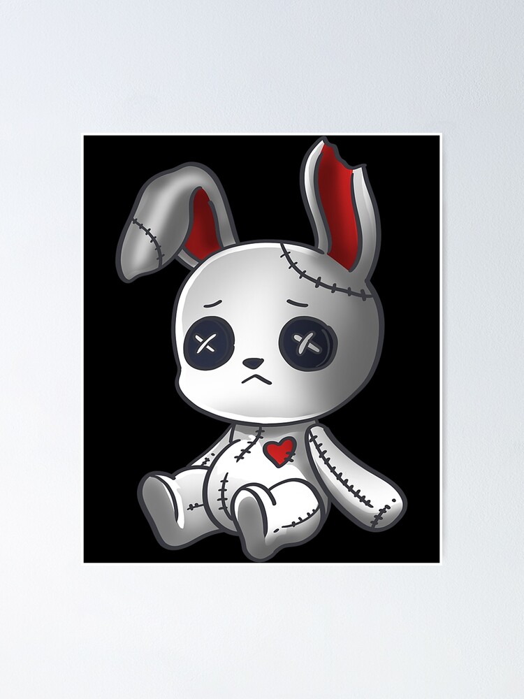 Goth Bunny Shirt Cute Creepy Emo Clothes Kawaii Bunny Poster for