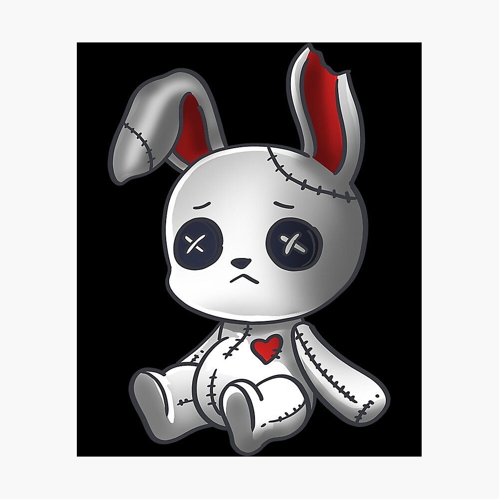 Custom Bunny Plush Creepy Goth Rabbit Plush Toy Spooky Bunny