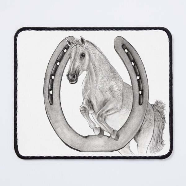 Item preview, Gray horse in jump with horseshoe designed and sold by SylvieG18.