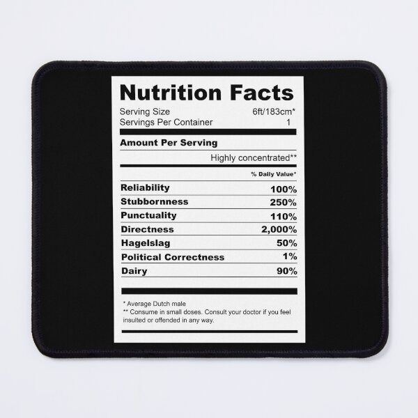 Item preview, The Netherlands Nutrition Facts Dutch Person designed and sold by cl0thespin.