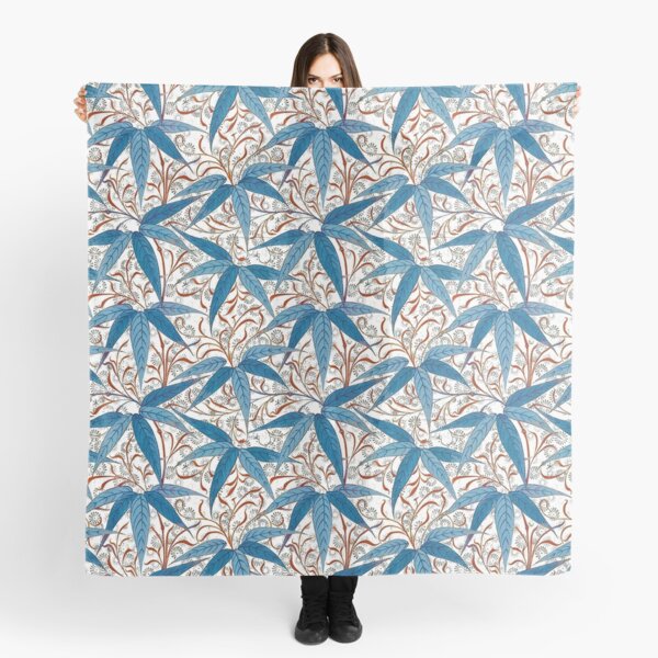William Morris Bamboo, Denim Blue and White Scarf