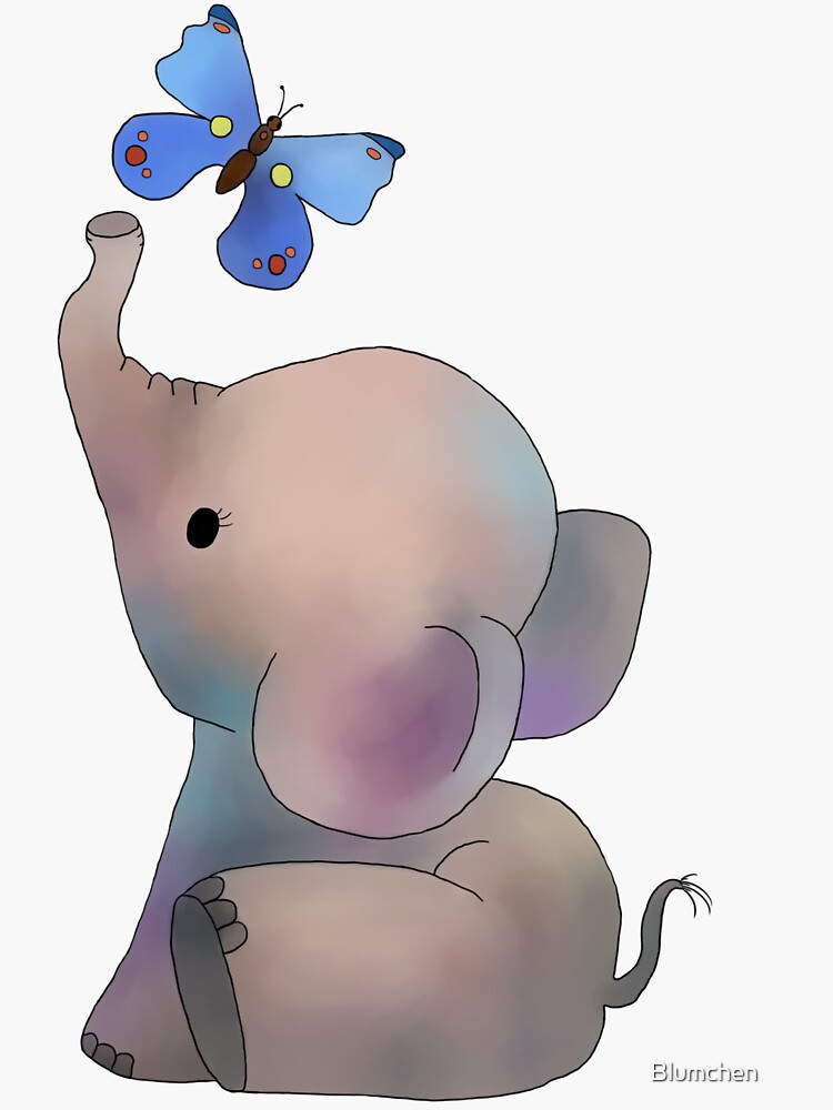 "Elephant with a butterfly" Sticker for Sale by Blumchen Redbubble