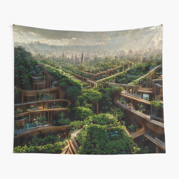 Digital Download Forest Solarpunk City Aesthetic Wall Art 