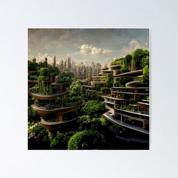 Digital Download Forest Solarpunk City Aesthetic Wall Art 