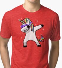 Dabbing Unicorn Shirt Dab Hip Hop Funny Magic Tri-blend T-Shirt