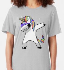 Dabbing Unicorn Shirt Dab Hip Hop Funny Magic Slim Fit T-Shirt