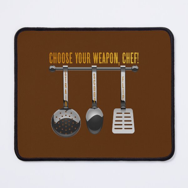 Item preview, Choose Your Weapon, Chef! (Grey Tools on Brown) designed and sold by PawsitiveMum.