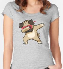 Dabbing Pug Funny Shirt Hip Hop Dabbin Women's Fitted Scoop T-Shirt
