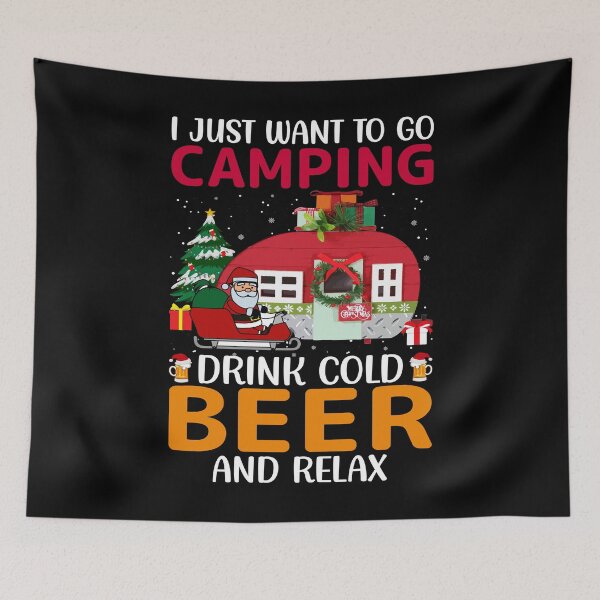 Item preview, Merry Camper Christmas Santa I Just want to go camping drink cold beer and relax designed and sold by BELASKRI STORE.
