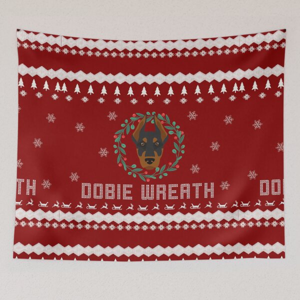 Item preview, Dobie wreath - Doberman Christmas Sweater Xmas Doberman Christmas Gift Doberman Ugly Jumper Holiday Gift Doberman designed and sold by ALLURE-minimal.