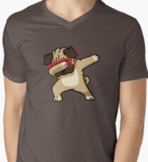 Dabbing Pug funny hip hop tshirt Men's V-Neck T-Shirt