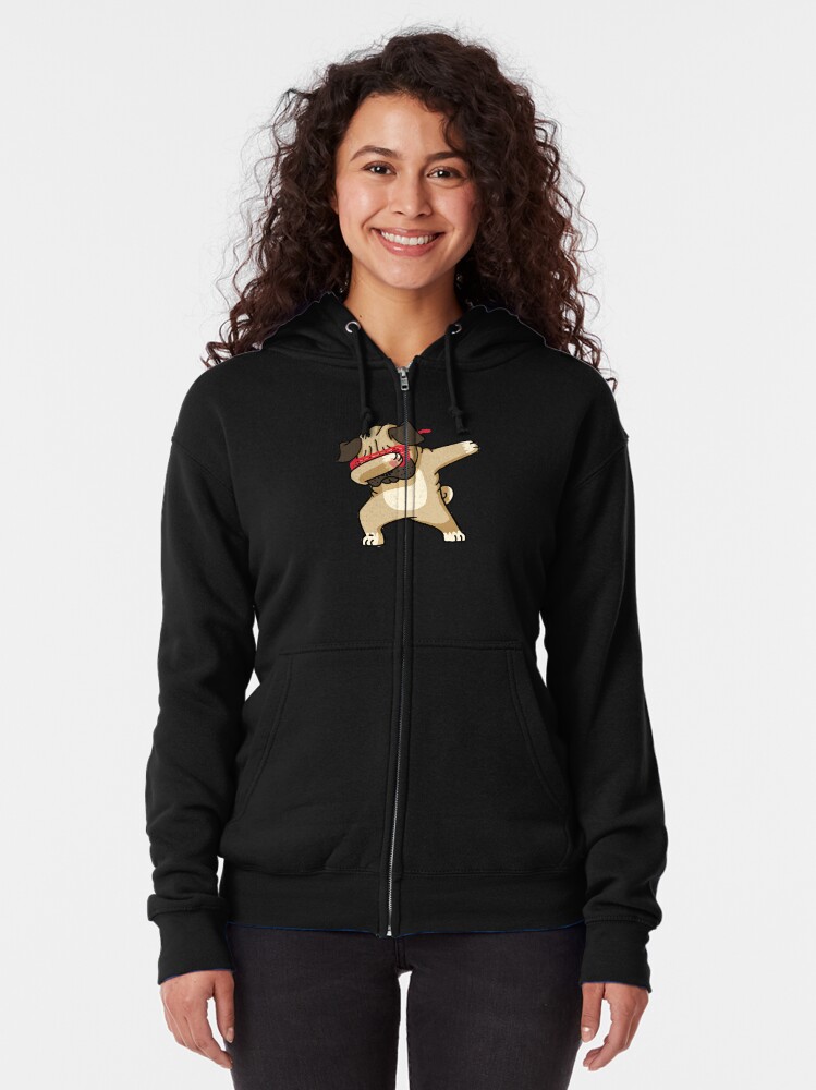 Alternate view of Dabbing Pug funny hip hop tshirt Zipped Hoodie
