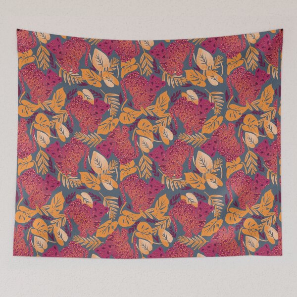 Item preview, Tropical jungle pattern leopard gold neon blue designed and sold by Lenecreates.
