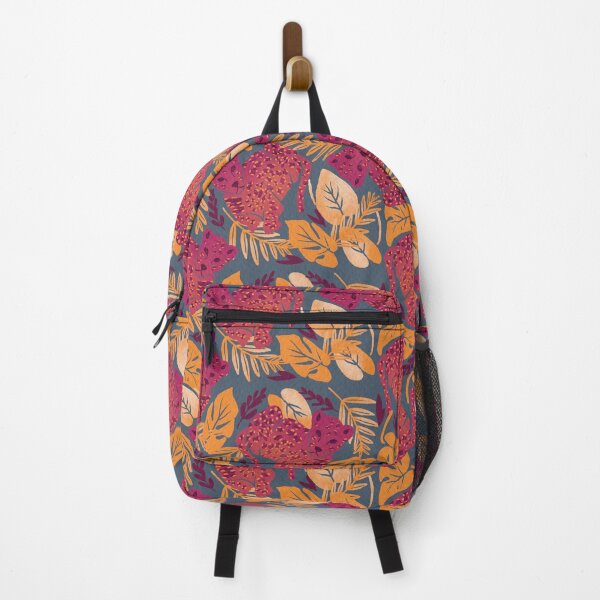 Item preview, Tropical jungle pattern leopard gold neon blue designed and sold by Lenecreates.