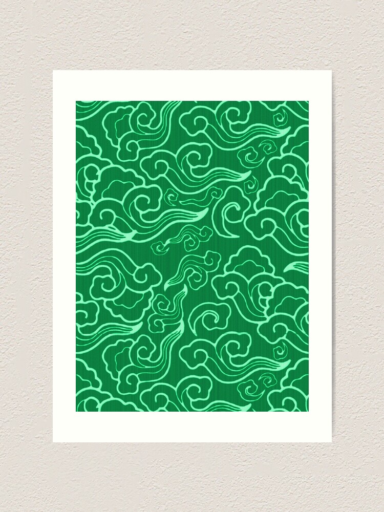 Vintage Japanese Clouds, Jade Green 