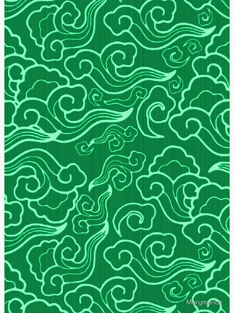 Vintage Japanese Clouds, Jade Green 