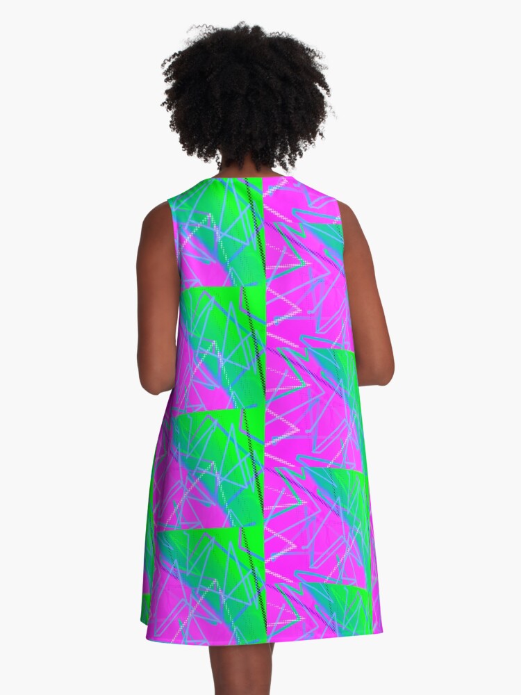 Thumbnail 3 of 4, A-Line Dress, Neon 80's Vibes v2 designed and sold by that5280lady.