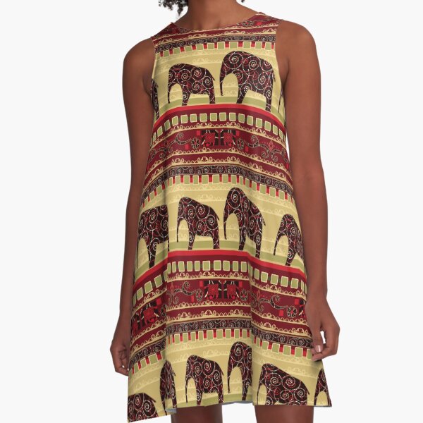 African print with elephants A-Line Dress