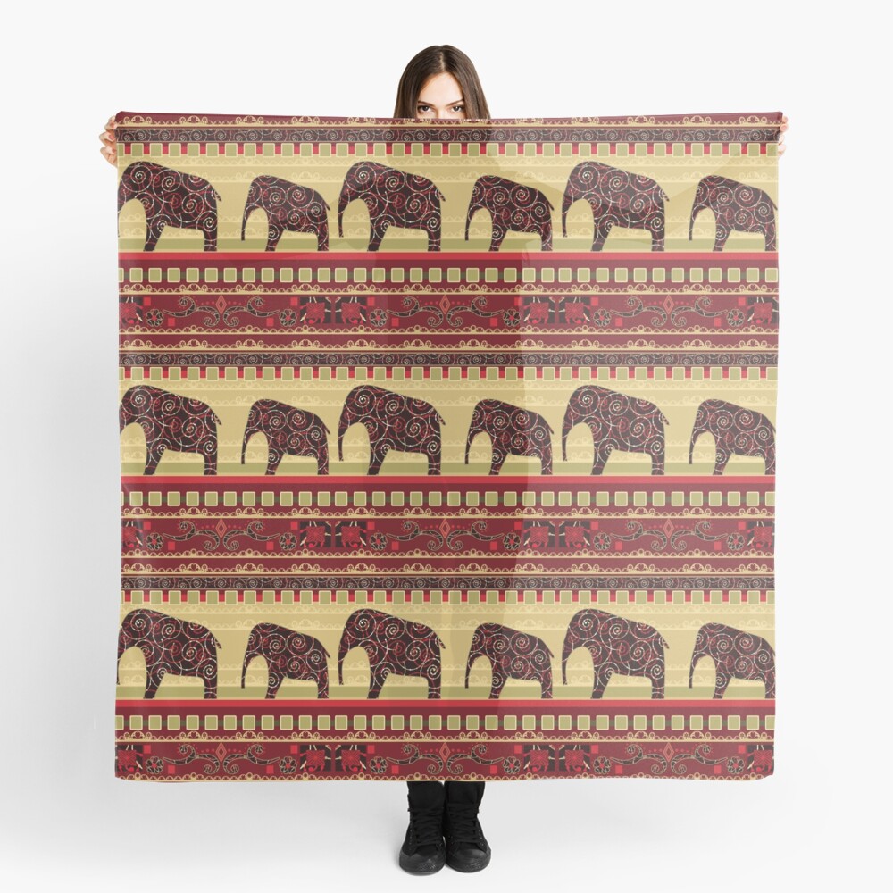 African print with elephants Scarf