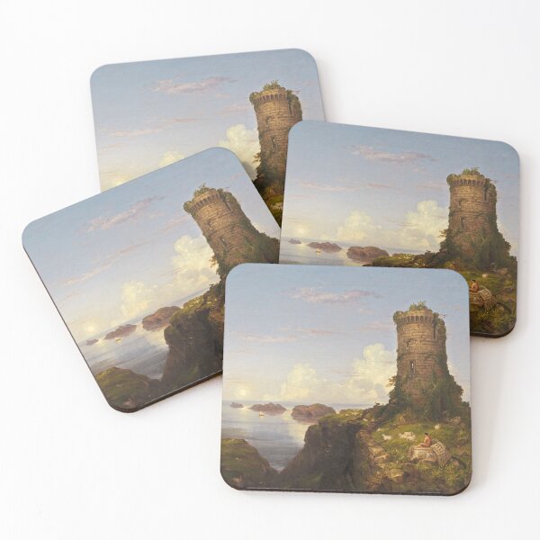 Item preview, Italian Coast Scene with Ruined Tower | Thomas Cole | 1838 Landscape Art designed and sold by CJET.