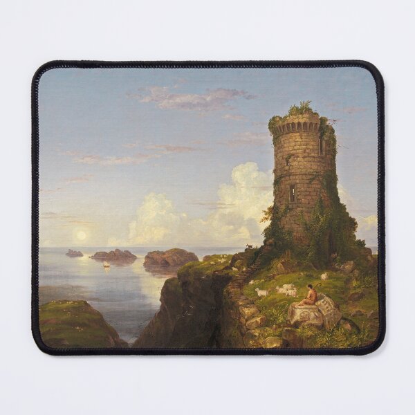 Item preview, Italian Coast Scene with Ruined Tower | Thomas Cole | 1838 Landscape Art designed and sold by CJET.