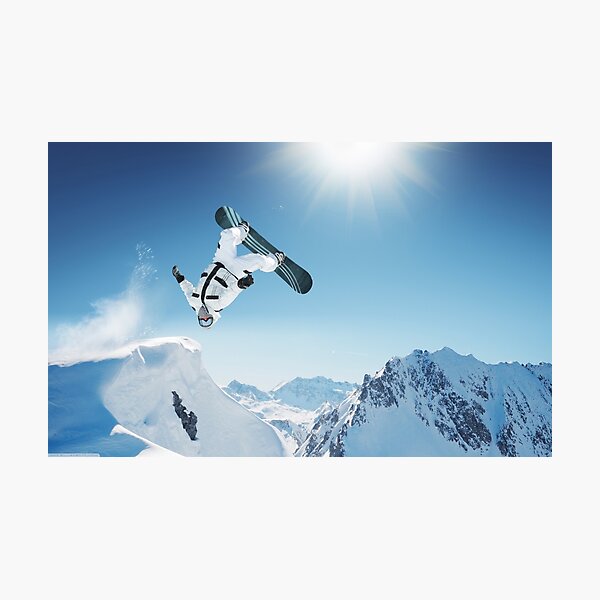 Cool Snowboarding Snowboarder Mountains Winter Snow Scene Photographic Print